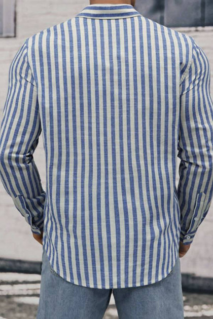 Long Slv Wide Stripe Woven Shirt