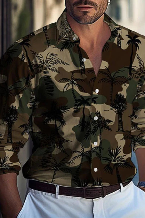 Red And Black Camouflage Print Men's Short Sleeve Shirt main image 0