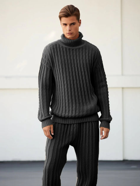 Men's Black Oversized Thick Knitted Set – WildernessMans
