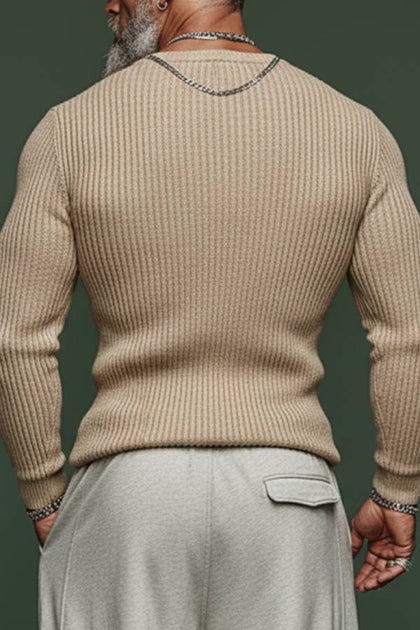 Men's Classic Casual Tough Style Henley Collar Slim Fit Sweater ...