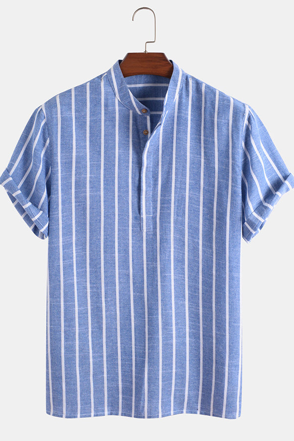 Classic Stripes Short Sleeve Henley Shirts